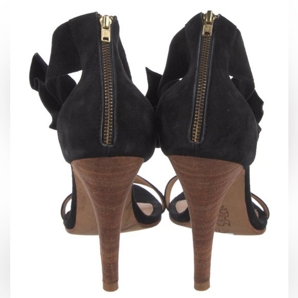 Ulla Johnson Thecia Suede Noir Black Bow Single Strap Heels Size EU 40 US‎ 10 - Picture 5 of 16